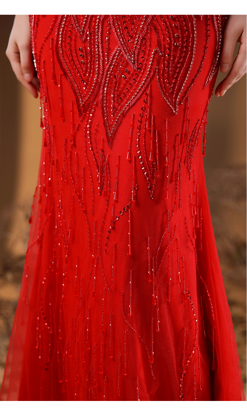 豪華オールビジュードレス arnaldo マーメイドドレス レッド S M L XL XXL 即日発送 即納 結婚式 パーティードレス 体型カバー 小柄  ゆったり マタニティ ブラジャー 20代 30代 40代 50代 ブランド ワンピース シャンパン 夏 持ち運び