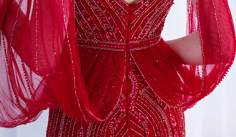 豪華オールビジュードレス anselmo マーメイドドレス (着丈 サイズオーダー可能) オーダーメイド ロングドレス ビジュードレス Vネックドレス 袖ありドレス 上質素材 高級感 美シルエット 透明感 体型補整 大人上品 静かな華やぎ ホテルディナー 特別な夜 日本人女性 プレミアム ラグジュアリー エレガント パーティー フォーマル (ゴールド)