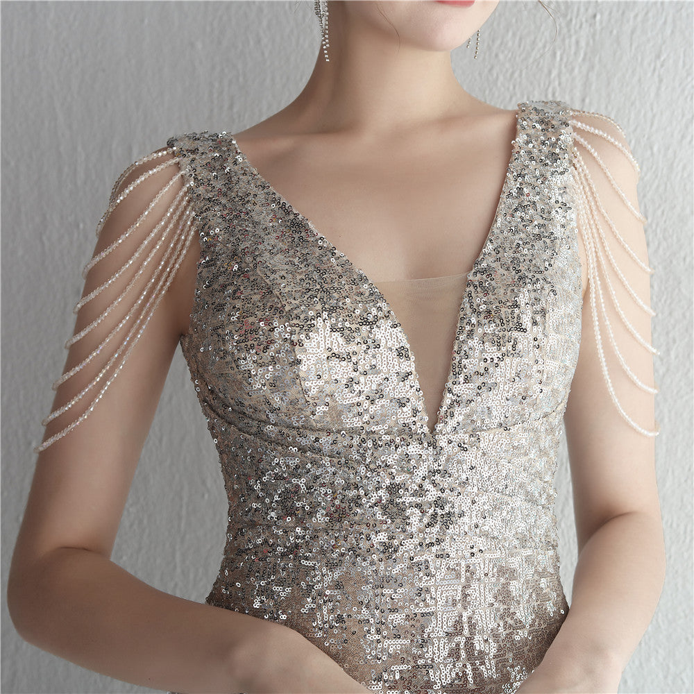barbara マーメイドドレス ピンクゴールド ブラック ゴールド ホワイト レッド シルバー レインボー グリーン S M L XL 結婚式 大きいサイズ 演奏会 パーティードレス ロングドレス お呼ばれ ドレス ワンピース 二次会 発表会 母親 フォーマルドレス 袖あり フォーマル パーティー 披露宴 同窓会 アフタヌーン ドレス ママ ドレス ミセス 七分袖 洋装 長袖 マザーズ ドレス 演奏会用 ドレス レディース Aライン