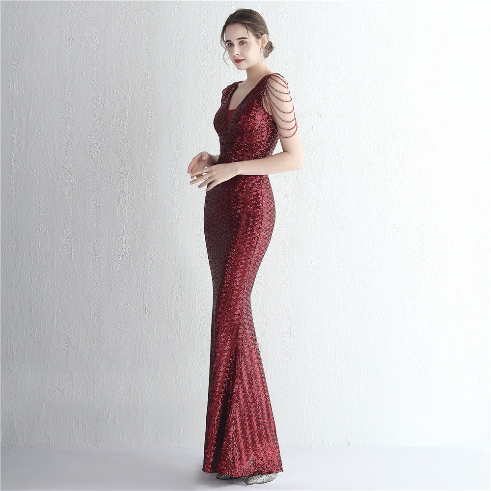barbara マーメイドドレス ピンクゴールド ブラック ゴールド ホワイト レッド シルバー レインボー グリーン S M L XL 結婚式 大きいサイズ 演奏会 パーティードレス ロングドレス お呼ばれ ドレス ワンピース 二次会 発表会 母親 フォーマルドレス 袖あり フォーマル パーティー 披露宴 同窓会 アフタヌーン ドレス ママ ドレス ミセス 七分袖 洋装 長袖 マザーズ ドレス 演奏会用 ドレス レディース Aライン
