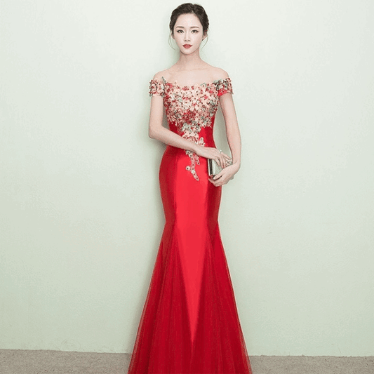 riccardo マーメイドドレス レッド S M L XL XXL 即日発送 即納 結婚式 パーティードレス 体型カバー 小柄  ゆったり マタニティ ブラジャー 20代 30代 40代 50代 ブランド ワンピース シャンパン 夏 持ち運び