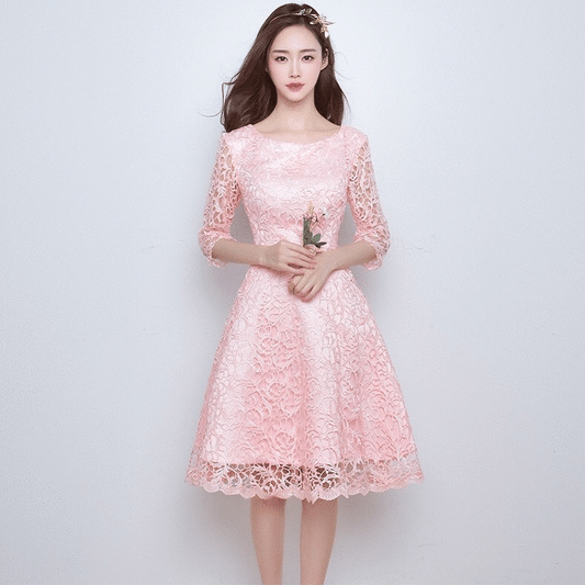 sofia Aラインドレス ピンク S M L XL XXL 即日発送 即納 結婚式 パーティードレス 体型カバー 小柄  ゆったり マタニティ ブラジャー 20代 30代 40代 50代 ブランド ワンピース シャンパン 夏 持ち運び