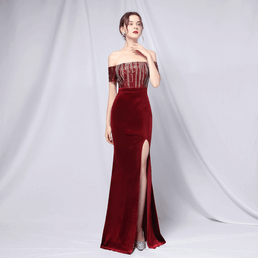 alvian スリットドレス ゴールド ネイビー レッド ブラック グリーン S M L XL 結婚式 大きいサイズ 演奏会 パーティードレス ロングドレス お呼ばれ ドレス ワンピース 二次会 発表会 母親 フォーマルドレス 袖あり フォーマル パーティー 披露宴 同窓会 アフタヌーン ドレス ママ ドレス ミセス 七分袖 洋装 長袖 マザーズ ドレス 演奏会用 ドレス レディース Aライン