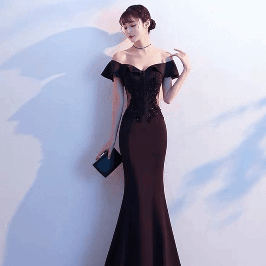 chanel マーメイドドレス ブラック XS S M L XL XXL 即日発送 即納 結婚式 パーティードレス 体型カバー 小柄  ゆったり マタニティ ブラジャー 20代 30代 40代 50代 ブランド ワンピース シャンパン 夏 持ち運び