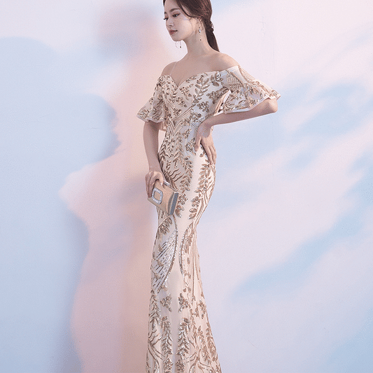 即納ドレス あす楽 desir マーメイドドレス ゴールド S M L XL XXL 即日発送 明日 届く 即日発送 即納 結婚式 パーティードレス 体型カバー 小柄  ゆったり マタニティ ブラジャー 20代 30代 40代 50代 ブランド ワンピース シャンパン 夏 持ち運び