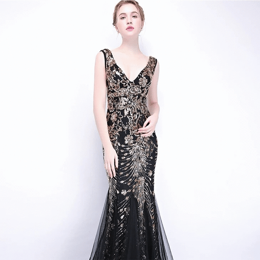 depreza マーメイドドレス ブルー/ブラック ゴールド/ブラック XS S M L XL XXL 即日発送 即納 結婚式 パーティードレス 体型カバー 小柄  ゆったり マタニティ ブラジャー 20代 30代 40代 50代 ブランド ワンピース シャンパン 夏 持ち運び