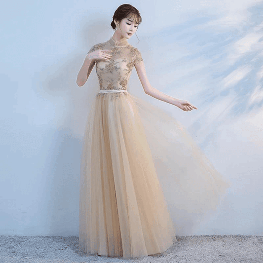 即納ドレス あす楽 maurin Aラインドレス ゴールド XS S M L XL XXL 即日発送 明日 届く 結婚式 大きいサイズ 演奏会 パーティードレス ロングドレス お呼ばれ ドレス ワンピース 二次会 発表会 母親 フォーマルドレス 袖あり フォーマル パーティー 披露宴 同窓会 アフタヌーン ドレス ママ ドレス ミセス 七分袖 洋装 長袖 マザーズ ドレス 演奏会用 ドレス レディース Aライン