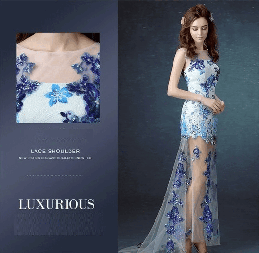 barrande Aラインドレス ブルー S M L XL XXL - アルカドレス