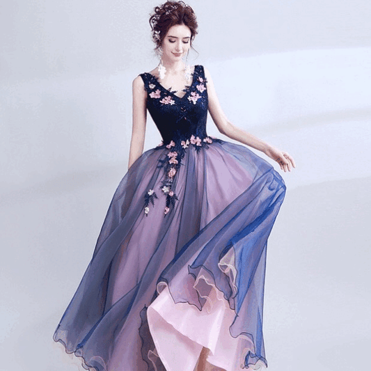 aulard (着丈 サイズオーダー可能) オーダーメイド ロングドレス Aラインドレス チュールドレス ノースリーブドレス パープルドレス フォーマルドレス 上質素材 エアリーチュール フィッシュテール 透け感 軽やか 動きのある裾 透明感 気品 大人女性 正装 結婚式 披露宴 演奏会 晩餐会 パーティー 高級感 日本人女性向け (パープル)XS S M L XL XXL XXXL