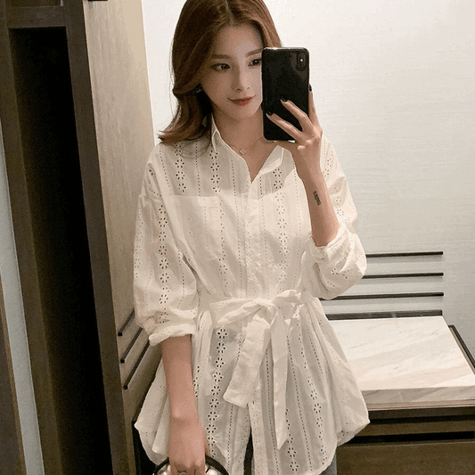 lahmu レディース シャツ ホワイト M L XL 2XL