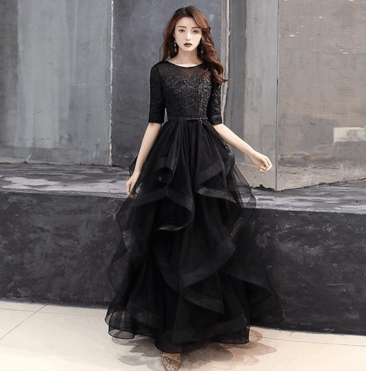 rauni Aラインドレス ブラック グレー ゴールド XS S M L XL XXL 結婚式 大きいサイズ 演奏会 パーティードレス ロングドレス お呼ばれ ドレス ワンピース 二次会 発表会 母親 フォーマルドレス 袖あり フォーマル パーティー 披露宴 同窓会 アフタヌーン ドレス ママ ドレス ミセス 七分袖 洋装 長袖 マザーズ ドレス 演奏会用 ドレス レディース Aライン