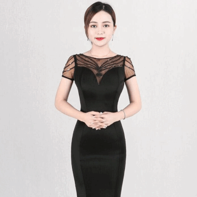 patty マーメイドドレス (着丈 サイズオーダー可能) オーダーメイド ロングドレス ブルードレス シースルーショルダー ビジュードレス 体型補整 美シルエット 高級感 上質素材 ホテルディナー 大人エレガント フォーマル対応 (ホワイト)