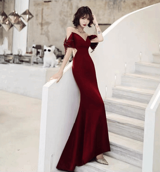 janiya マーメイドドレス レッド XS S M L XL XXL 即日発送 即納 結婚式 パーティードレス 体型カバー 小柄 ゆったり マタニティ ブラジャー 20代 30代 40代 50代 ブランド ワンピース シャンパン 夏 持ち運び