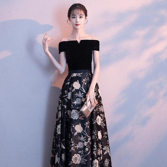 alessia Aラインドレス ブラック XS S M L XL XXL 結婚式 大きいサイズ 演奏会 パーティードレス ロングドレス お呼ばれ ドレス ワンピース 二次会 発表会 母親 フォーマルドレス 袖あり フォーマル パーティー 披露宴 同窓会 アフタヌーン ドレス ママ ドレス ミセス 七分袖 洋装 長袖 マザーズ ドレス 演奏会用 ドレス レディース Aライン