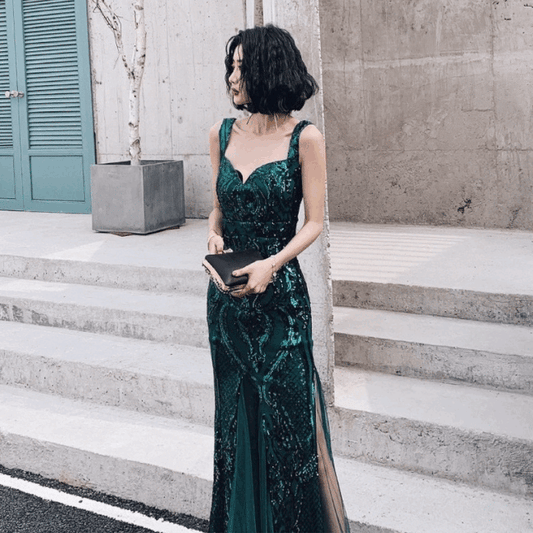 andries マーメイドドレス (着丈 サイズオーダー可能) ロングドレス オーダーメイド パーティードレス フォーマルドレス イブニングドレス ノースリーブドレス スパンコールドレス ビジュー装飾 立体シルエット 美ライン 透明感 気品 ラグジュアリー 大人女性 日本人女性 階段ポージング ホテル空間 シャンデリア照明 夜景映え 主役級 特別な夜 楽天市場人気 (グリーン)XS S M L XL XXL XXXL