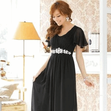 classy Aラインドレス オーダーメイド (着丈 サイズオーダー可能) ロングドレス Aラインドレス シフォンドレス ブラックドレス ビジューウエスト 上質素材 体型補整 美シルエット 透明感 静かな華やぎ ホテルディナー 特別な夜 ラグジュアリー 高級感 大人上品 (ブラック)