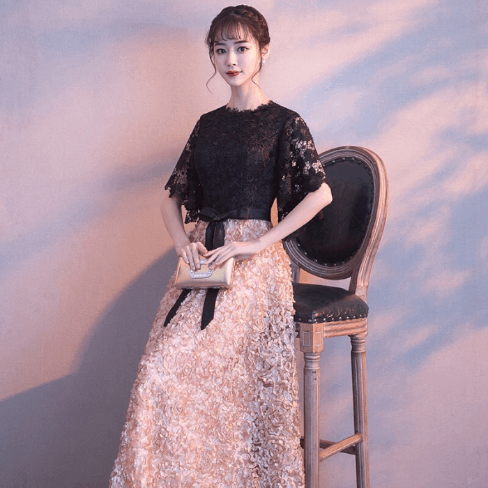 即納ドレス あす楽 naina Aラインドレス ブラック/ゴールド XS S M L XL XXL XXXL 即日発送 明日 届く 結婚式 大きいサイズ 演奏会 パーティードレス ロングドレス お呼ばれ ドレス ワンピース 二次会 発表会 母親 フォーマルドレス 袖あり フォーマル パーティー 披露宴 同窓会 アフタヌーン ドレス ママ ドレス ミセス 七分袖 洋装 長袖 マザーズ ドレス 演奏会用 ドレス レディース Aライン