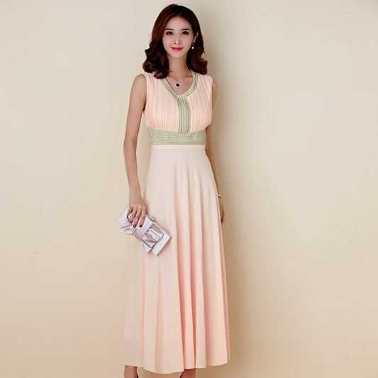 geranium ロングドレス (着丈 サイズオーダー可能) オーダーメイド ネイビードレス ストレートシルエット ビジュー装飾ドレス ノースリーブドレス 体型補整 美スタイル 上質素材 高級感 ホテルディナー フォーマル (ピンク)