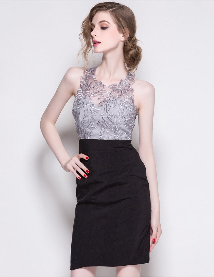 paris Aラインドレス ブルー ホワイト S M L XL XXL - アルカドレス