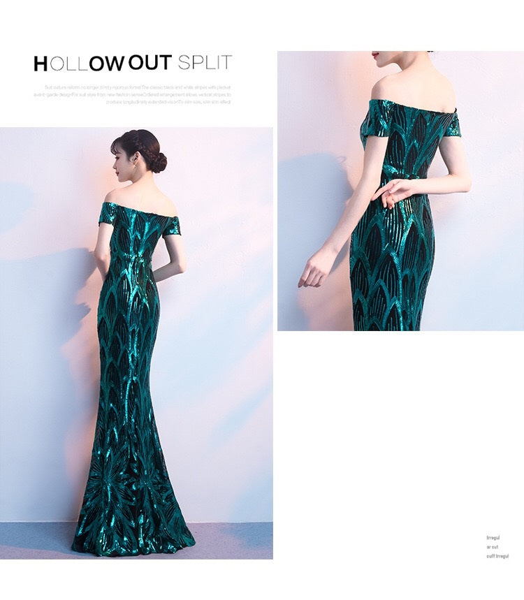 roches マーメイドドレス ブラック グリーン ゴールド S M L XL XXL - アルカドレス