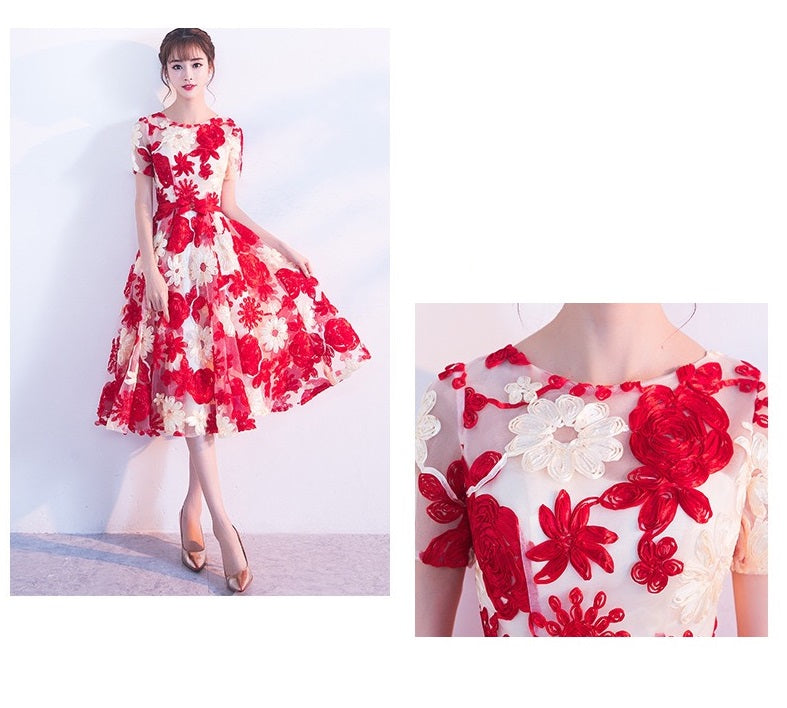 degas Aラインドレス レッド S M L XL XXL - アルカドレス