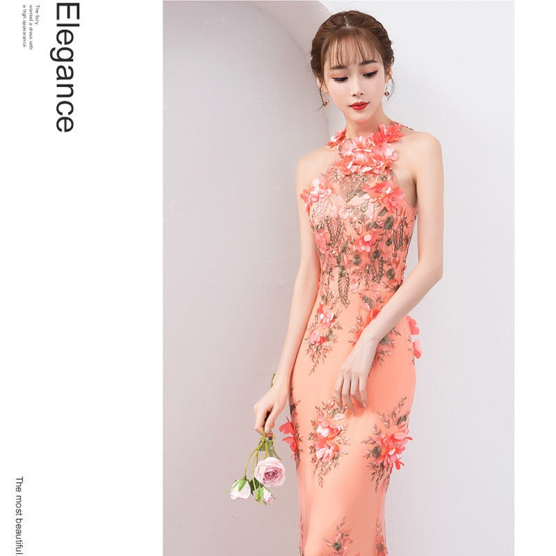 senneville マーメイドドレス オレンジ S M L XL XXL 即日発送 即納 結婚式 パーティードレス 体型カバー 小柄 ゆったり マタニティ ブラジャー 20代 30代 40代 50代 ブランド ワンピース シャンパン 夏 持ち運び