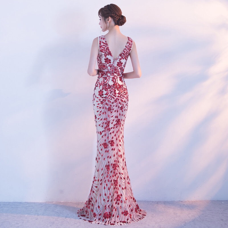 loussier マーメイドドレス レッド S M L XL XXL 即日発送 即納 結婚式 パーティードレス 体型カバー 小柄 ゆったり マタニティ ブラジャー 20代 30代 40代 50代 ブランド ワンピース シャンパン 夏 持ち運び