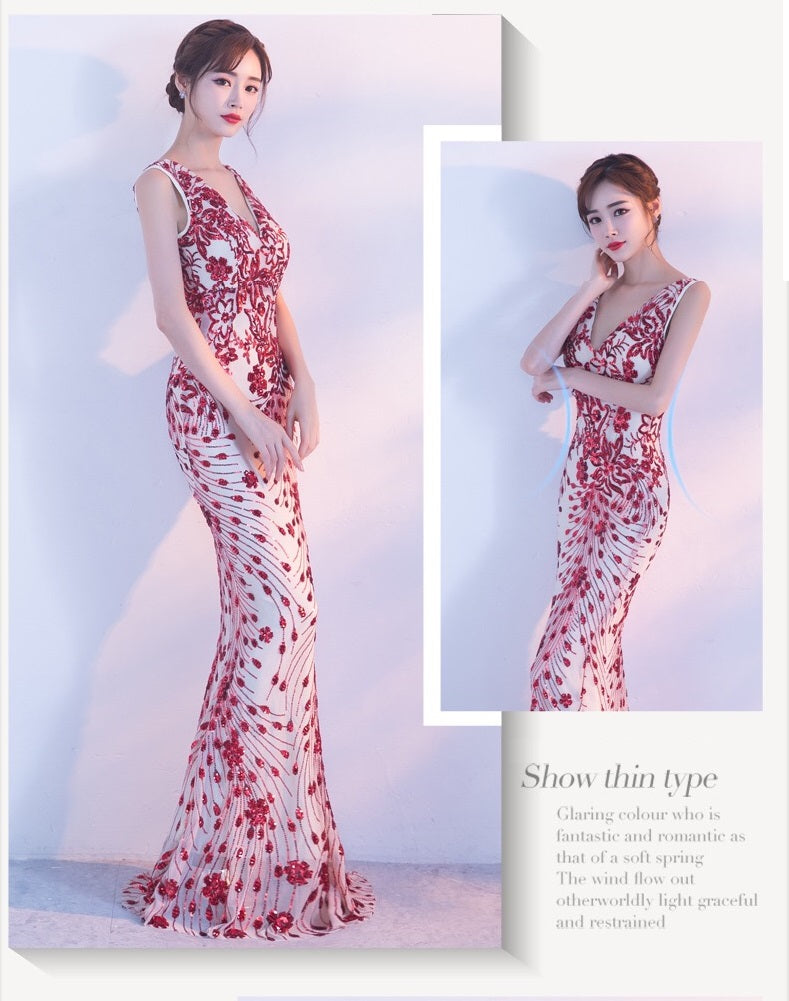 loussier マーメイドドレス レッド S M L XL XXL 即日発送 即納 結婚式 パーティードレス 体型カバー 小柄 ゆったり マタニティ ブラジャー 20代 30代 40代 50代 ブランド ワンピース シャンパン 夏 持ち運び