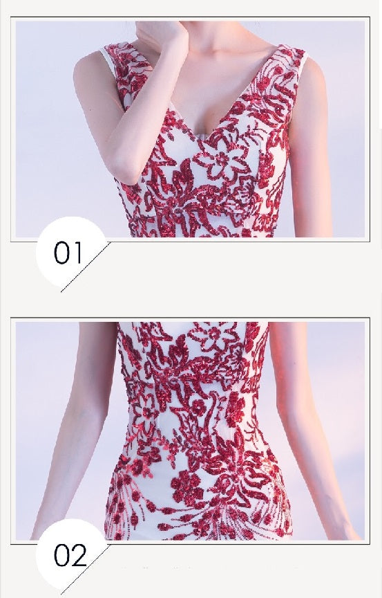 loussier マーメイドドレス レッド S M L XL XXL 即日発送 即納 結婚式 パーティードレス 体型カバー 小柄 ゆったり マタニティ ブラジャー 20代 30代 40代 50代 ブランド ワンピース シャンパン 夏 持ち運び