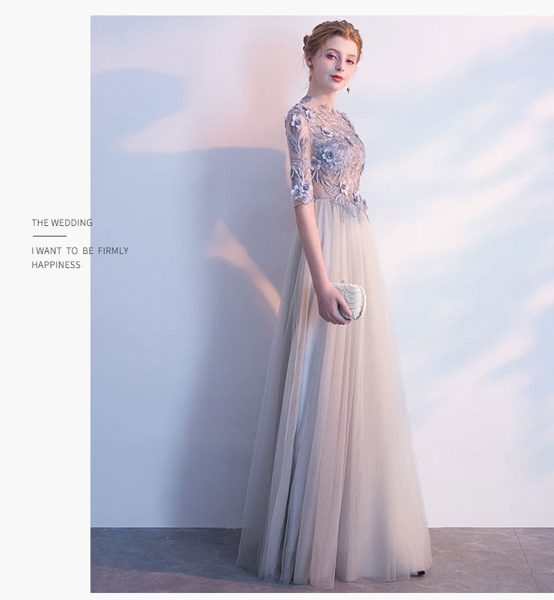 即納ドレス あす楽 plantade Aラインドレス グレー S M L XL XXL XXXL 即日発送 明日 届く 結婚式 大きいサイズ 演奏会 パーティードレス ロングドレス お呼ばれ ドレス ワンピース 二次会 発表会 母親 フォーマルドレス 袖あり フォーマル パーティー 披露宴 同窓会 アフタヌーン ドレス ママ ドレス ミセス 七分袖 洋装 長袖 マザーズ ドレス 演奏会用 ドレス レディース Aライン