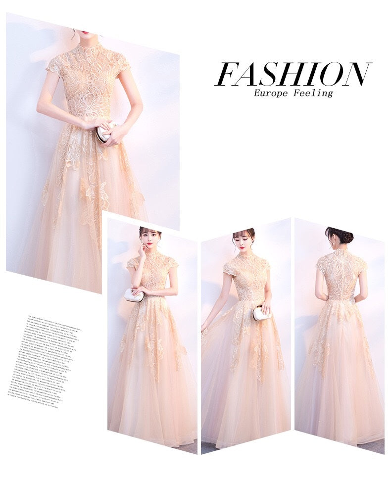 chauveau Aラインドレス アプリコット XS S M L XL - アルカドレス