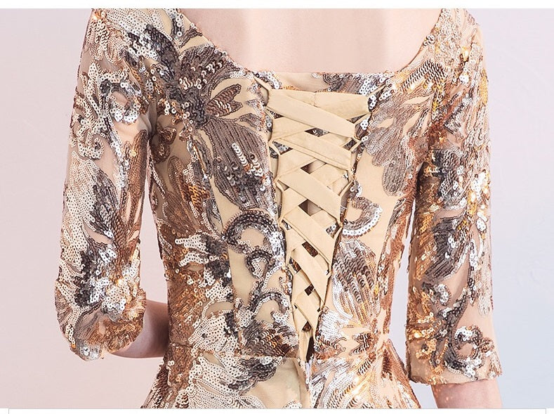 rabasse Aラインドレス ゴールド ロング ミディアム XS S M L XL XXL XXXL - アルカドレス