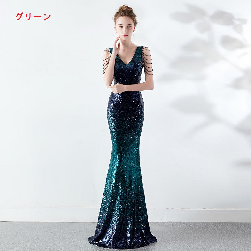 yeva マーメイドドレス ブルー/ピンク ブラック/ゴールド ブルー/シルバー グリーン ピンク/ブルー レッド S M L XL XXL 即日発送 即納 結婚式 パーティードレス 体型カバー 小柄 ゆったり マタニティ ブラジャー 20代 30代 40代 50代 ブランド ワンピース シャンパン 夏 持ち運び