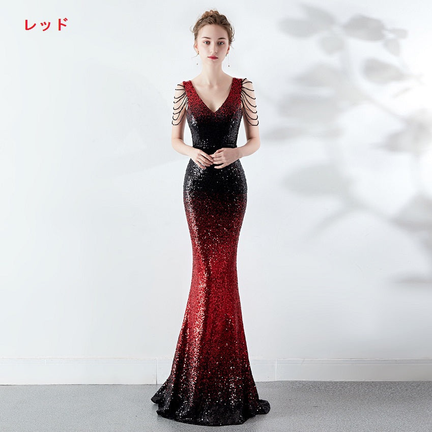 yeva マーメイドドレス ブルー/ピンク ブラック/ゴールド ブルー/シルバー グリーン ピンク/ブルー レッド S M L XL XXL 即日発送 即納 結婚式 パーティードレス 体型カバー 小柄 ゆったり マタニティ ブラジャー 20代 30代 40代 50代 ブランド ワンピース シャンパン 夏 持ち運び