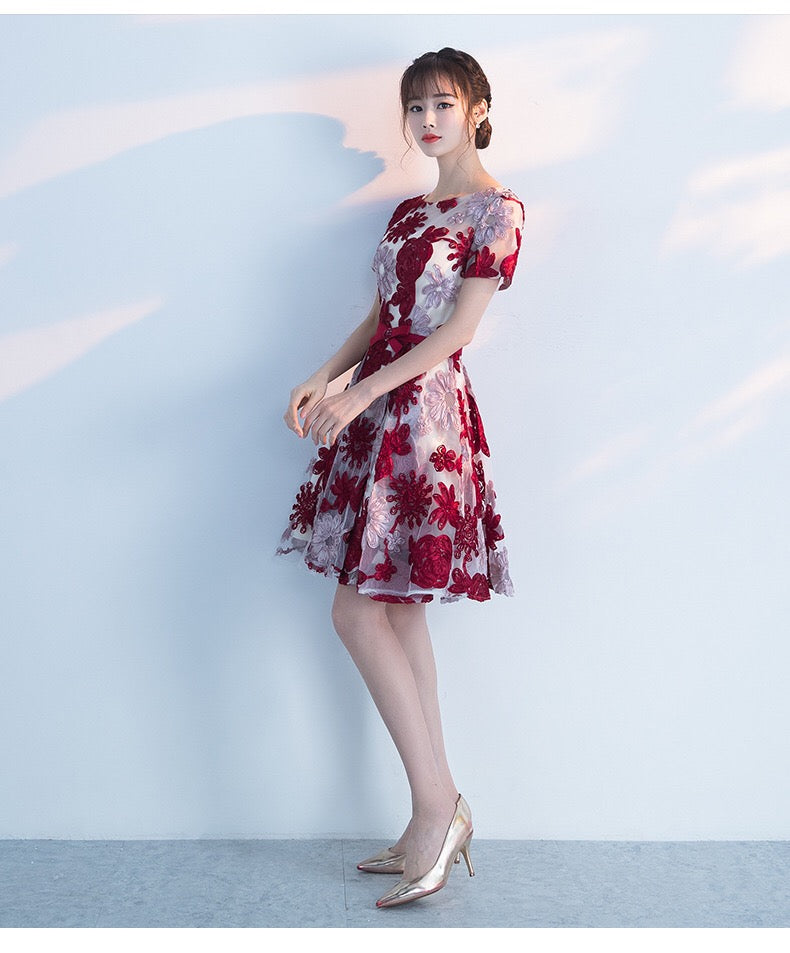 paz Aラインドレス レッド ショート ミディアム S M L XL XXL - アルカドレス