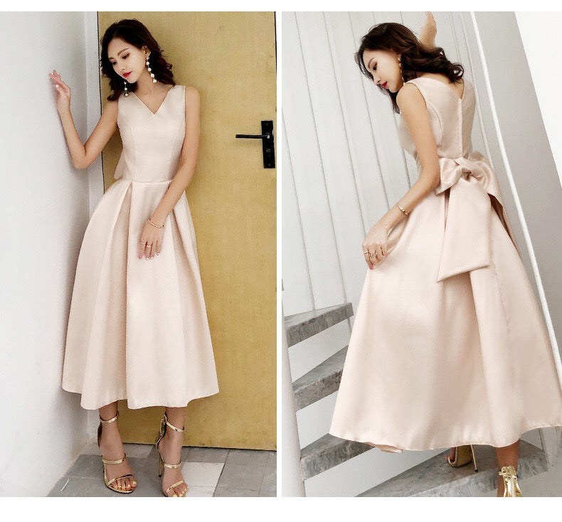 elba Aラインドレス アプリコット XS S M L XL XXL 即日発送 即納 結婚式 パーティードレス 体型カバー 小柄  ゆったり マタニティ ブラジャー 20代 30代 40代 50代 ブランド ワンピース シャンパン 夏 持ち運び