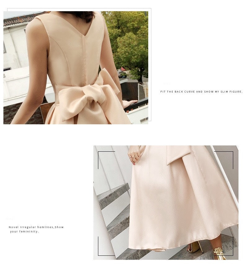 elba Aラインドレス アプリコット XS S M L XL XXL 即日発送 即納 結婚式 パーティードレス 体型カバー 小柄  ゆったり マタニティ ブラジャー 20代 30代 40代 50代 ブランド ワンピース シャンパン 夏 持ち運び