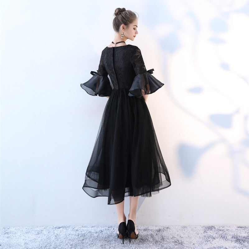 noor (着丈 サイズオーダー可能) オーダーメイド ロングドレス Aラインドレス 長袖ドレス ハイネックドレス チュールドレス シフォンドレス フォーマルドレス 高級ドレス 上質素材 透明感 気品 知的エレガンス 大人女性 美シルエット 体型補整 ホテルラウンジ 夕景 夜景 映える装い 結婚式 二次会 演奏会 特別な夜 ラグジュアリー (ブラック)XS S M L XL XXL XXXL