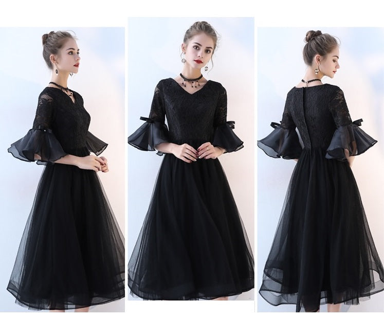 noor Aラインドレス ミディアム ブラック S M L XL XXL 即日発送 即納 結婚式 パーティードレス 体型カバー 小柄 ゆったり マタニティ ブラジャー 20代 30代 40代 50代 ブランド ワンピース シャンパン 夏 持ち運び