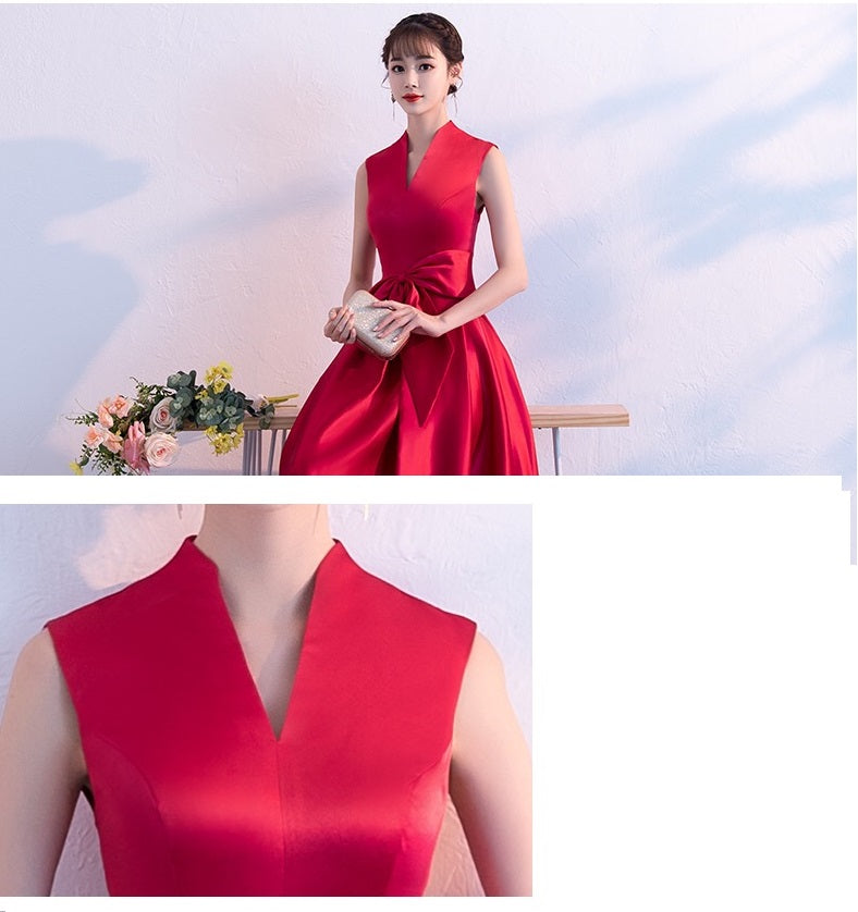 raila Aラインドレス (着丈 サイズオーダー可能) ロングドレス ノースリーブドレス オーダーメイド 高級ドレス ラグジュアリードレス フォーマルドレス パーティードレス イブニングドレス 赤ドレス レッド サテン 光沢素材 落ち感 美シルエット 体型カバー 日本人女性 上品 気品 清楚 大人エレガンス ホテル階段 シャンデリア 光の陰影 特別な夜 主役級 楽天人気 演奏会 結婚式二次会 写真映え (レッド)XS S M L XL XXL XXXL