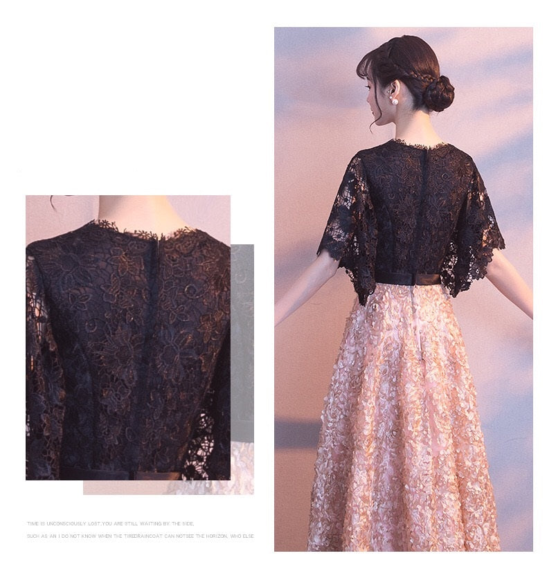 即納ドレス あす楽 naina Aラインドレス ブラック/ゴールド XS S M L XL XXL XXXL 即日発送 明日 届く 結婚式 大きいサイズ 演奏会 パーティードレス ロングドレス お呼ばれ ドレス ワンピース 二次会 発表会 母親 フォーマルドレス 袖あり フォーマル パーティー 披露宴 同窓会 アフタヌーン ドレス ママ ドレス ミセス 七分袖 洋装 長袖 マザーズ ドレス 演奏会用 ドレス レディース Aライン