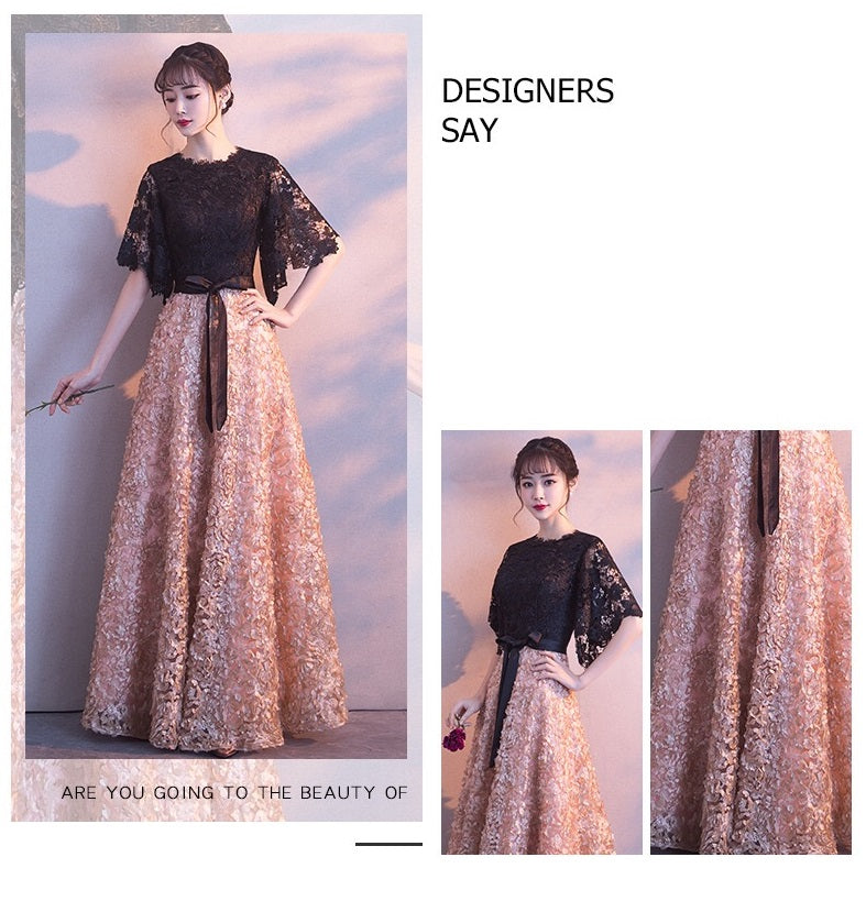 即納ドレス あす楽 naina Aラインドレス ブラック/ゴールド XS S M L XL XXL XXXL 即日発送 明日 届く 結婚式 大きいサイズ 演奏会 パーティードレス ロングドレス お呼ばれ ドレス ワンピース 二次会 発表会 母親 フォーマルドレス 袖あり フォーマル パーティー 披露宴 同窓会 アフタヌーン ドレス ママ ドレス ミセス 七分袖 洋装 長袖 マザーズ ドレス 演奏会用 ドレス レディース Aライン