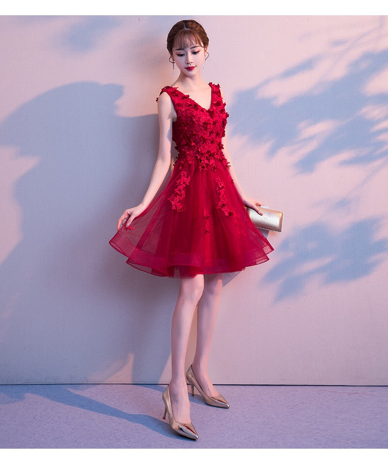 carin Aラインドレス レッド S M L XL XXL - アルカドレス