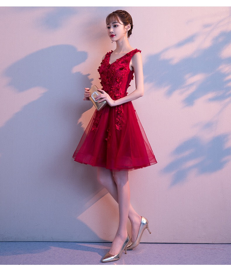 carin Aラインドレス レッド S M L XL XXL - アルカドレス