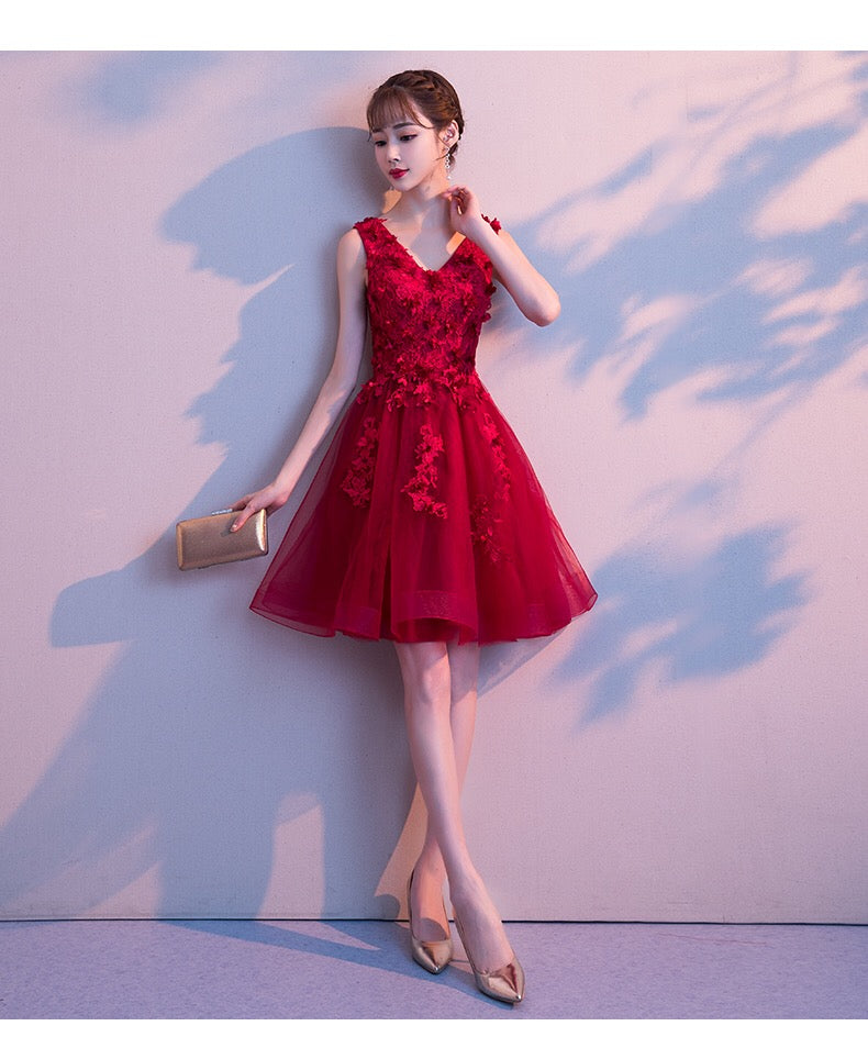 carin Aラインドレス レッド S M L XL XXL - アルカドレス