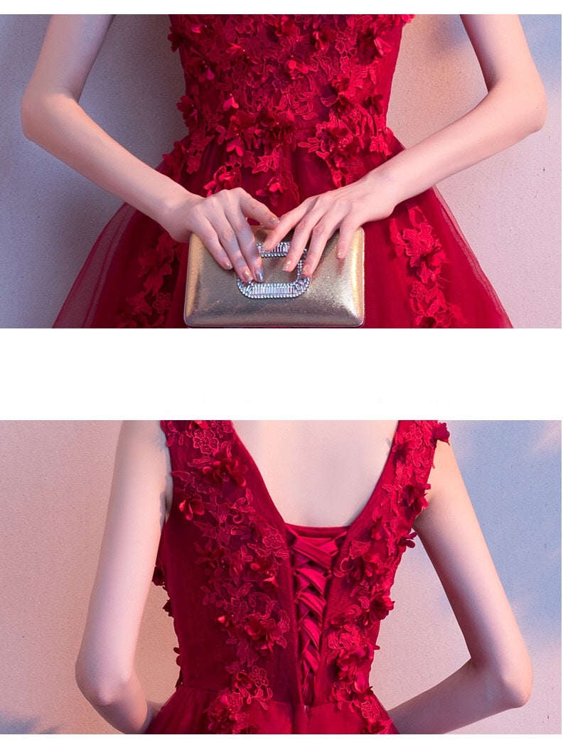 carin Aラインドレス レッド S M L XL XXL - アルカドレス