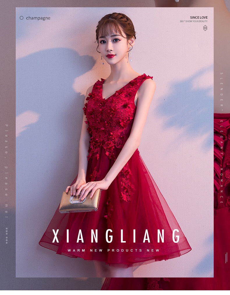 carin Aラインドレス レッド S M L XL XXL - アルカドレス