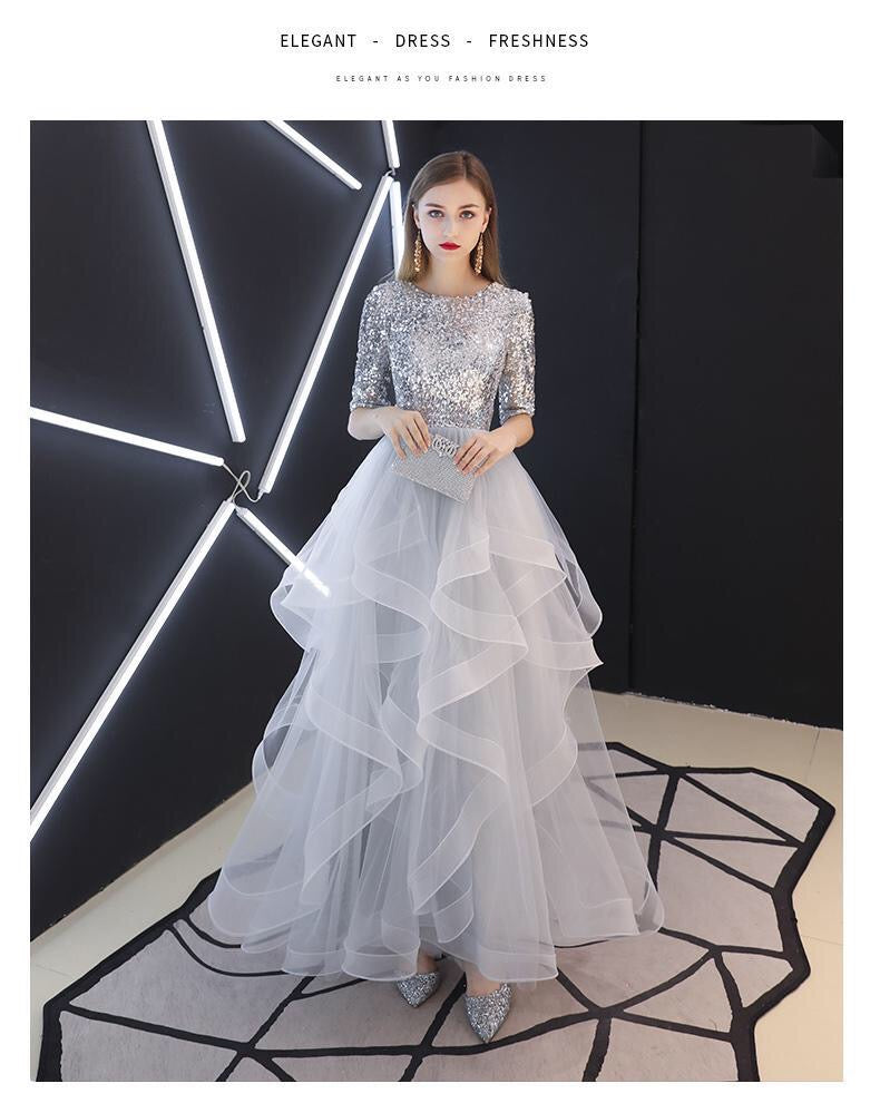 aneta Aラインドレス グレー XS S M L XL XXL XXXL 即日発送 即納 結婚式 パーティードレス 体型カバー 小柄 ゆったり マタニティ ブラジャー 20代 30代 40代 50代 ブランド ワンピース シャンパン 夏 持ち運び
