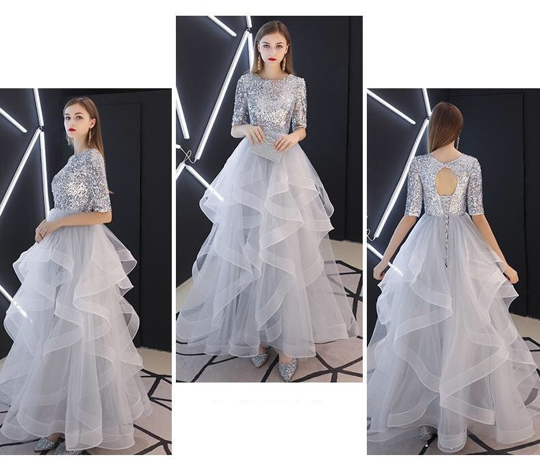 aneta Aラインドレス グレー XS S M L XL XXL XXXL 即日発送 即納 結婚式 パーティードレス 体型カバー 小柄 ゆったり マタニティ ブラジャー 20代 30代 40代 50代 ブランド ワンピース シャンパン 夏 持ち運び