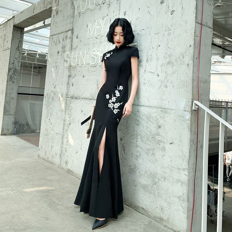 即納ドレス あす楽 polinu スリットドレス ブラック XS S M L XL XXL XXXL 即日発送 明日 届く 結婚式 大きいサイズ 演奏会 パーティードレス ロングドレス お呼ばれ ドレス ワンピース 二次会 発表会 母親 フォーマルドレス 袖あり フォーマル パーティー 披露宴 同窓会 アフタヌーン ドレス ママ ドレス ミセス 七分袖 洋装 長袖 マザーズ ドレス 演奏会用 ドレス レディース Aライン